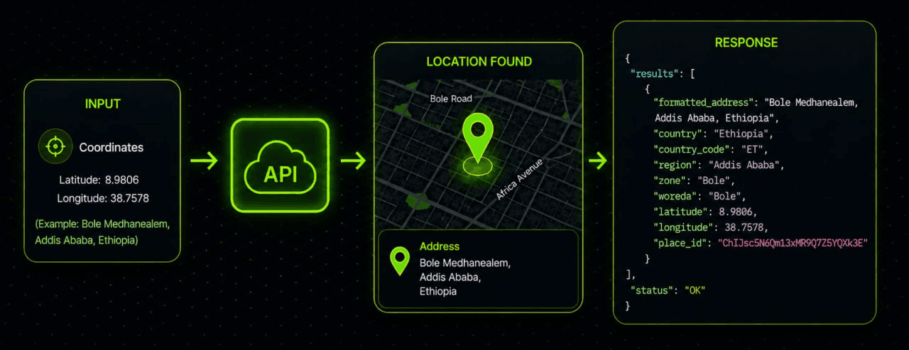 Reverse geocoding API diagram